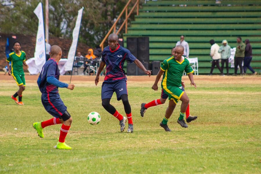 Players duel for the ball