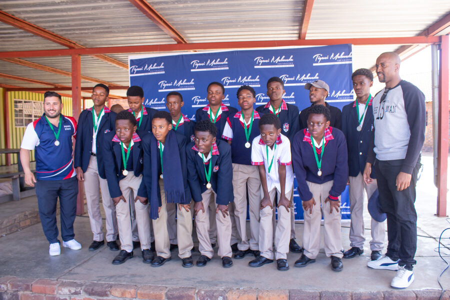 School learners line up in uniform